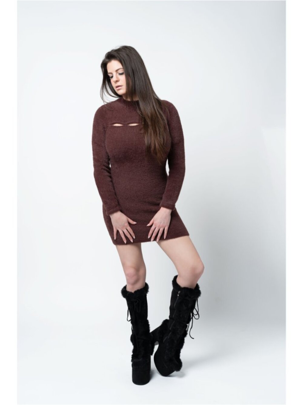 Red / Burgundy Cutout Sweater Mini Dress - Brand "Blue Blush" - Medium (M)